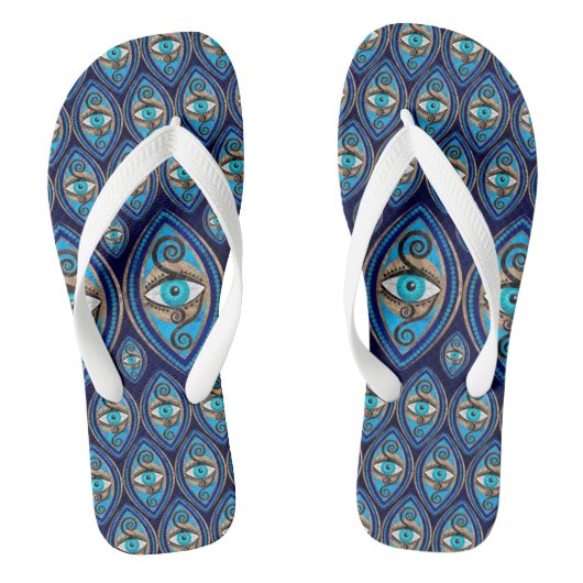 Evil Eye Amulet Patroon Teenslippers (Voetbed)