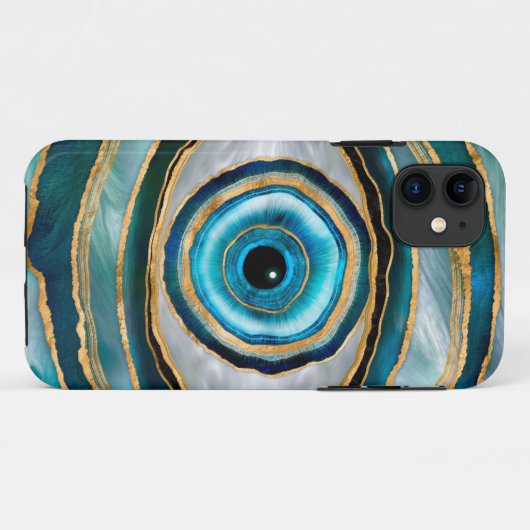 Evil Eye Amulet Waterverf marbles en goud Case-Mate iPhone Case (Achterkant (horizontaal))