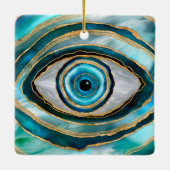 Evil Eye Amulet Waterverf marbles en goud Keramisch Ornament (Achterkant)