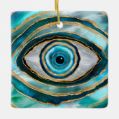 Evil Eye Amulet Waterverf marbles en goud Keramisch Ornament (Voorkant)