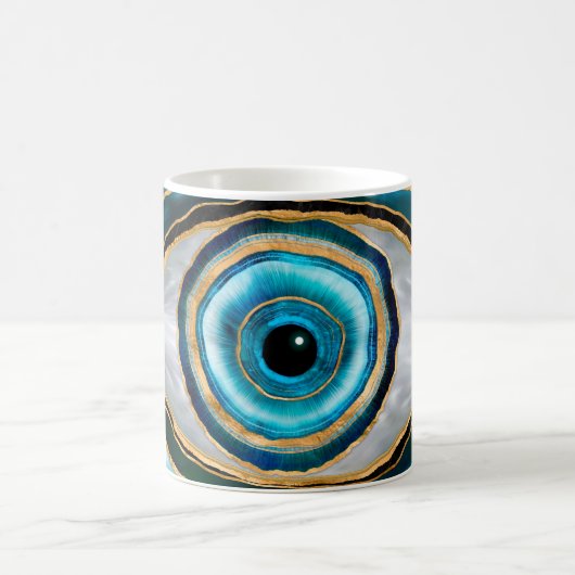 Evil Eye Amulet Waterverf marbles en goud Koffiemok (Center)