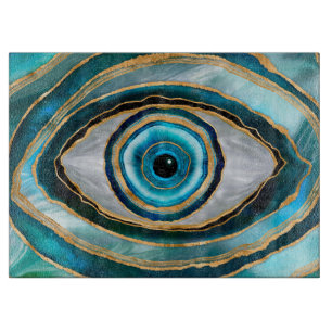 Evil Eye Amulet Waterverf marbles en goud Snijplank
