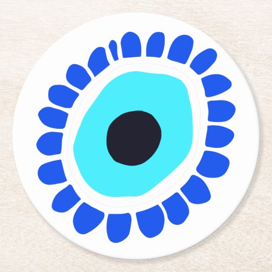 Evil Eye Ancient Grieks Lucky Symbol Ronde Kartonnen Onderzetter (Voorkant)