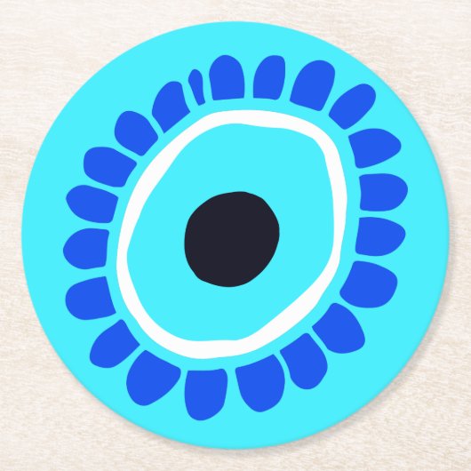 Evil Eye Ancient Grieks Lucky Symbol Ronde Kartonnen Onderzetter (Voorkant)