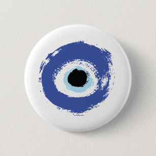 Evil Eye Artistic Blue Grieks Ronde Button 5,7 Cm