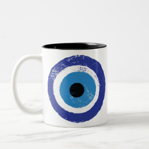 Evil Eye Artistic Blue Grieks Tweekleurige Koffiemok