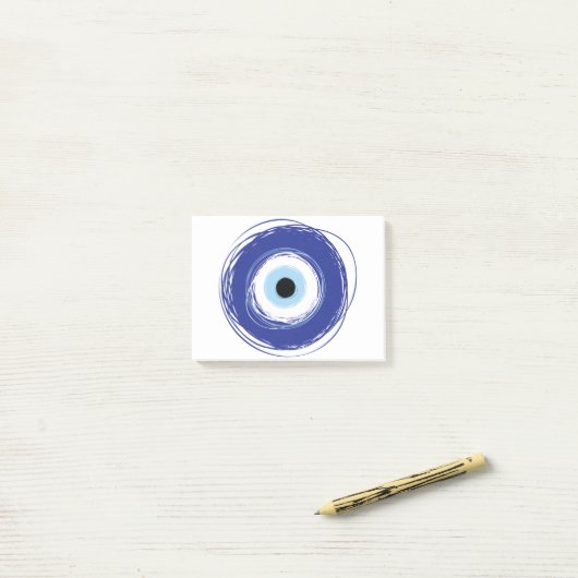 Evil Eye Artistic Blue Post-it® Notes (Op bureau)