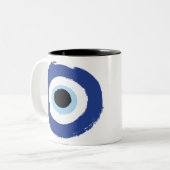 Evil Eye Artistic Blue Tweekleurige Koffiemok (Voorkant links)