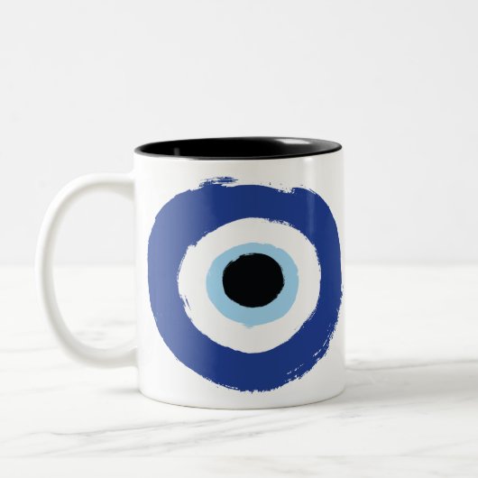 Evil Eye Artistic Blue Tweekleurige Koffiemok (Links)