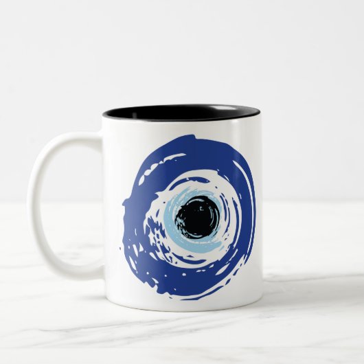 Evil Eye Artistic Blue Tweekleurige Koffiemok (Links)
