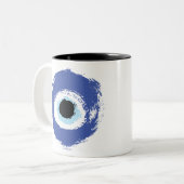 Evil Eye Artistic Blue Tweekleurige Koffiemok (Voorkant links)