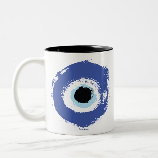 Evil Eye Artistic Blue Tweekleurige Koffiemok (Links)