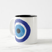 Evil Eye Artistic Blue Tweekleurige Koffiemok (Voorkant links)