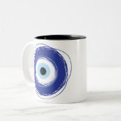 Evil Eye Artistic Blue Tweekleurige Koffiemok (Voorkant links)