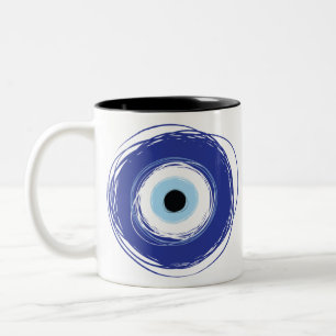 Evil Eye Artistic Blue Tweekleurige Koffiemok