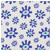 Evil Eye Blauw en Wit Abstract Patroon Stof (Close Up)