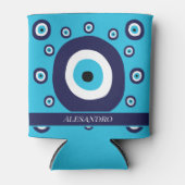 Evil Eye Blauw en Wit Nazar Patroon Blikjeskoeler (Voorkant)