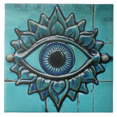 Evil Eye Blauw Grieks Mati Tegeltje (Voorkant)