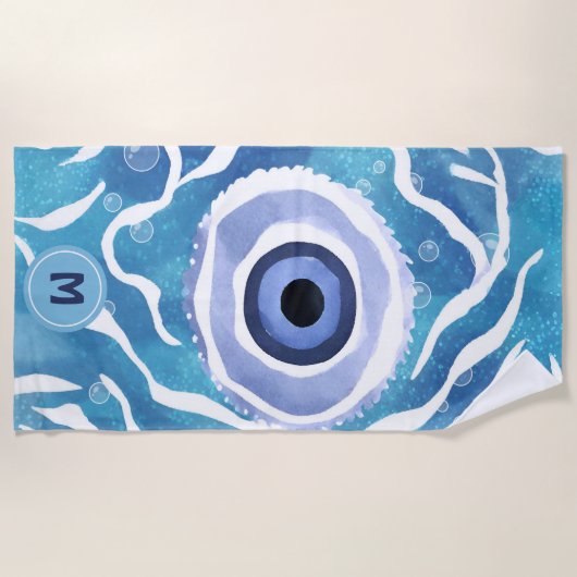 Evil Eye Blauw Moderne Strandlaken (Voorkant)