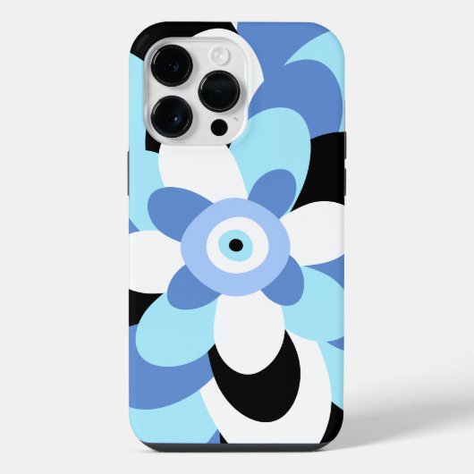 Evil Eye Bloemen Zacht Blauw Grieks Amulet Estheti iPhone Hoesje (Achterkant)