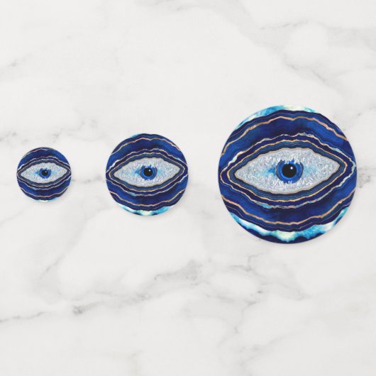 Evil Eye Blue Agate Geode Ditital Art Confetti (Achterkanten)