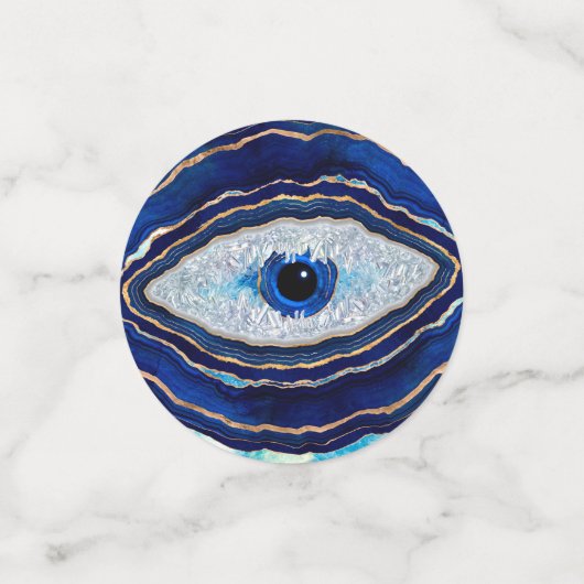 Evil Eye Blue Agate Geode Ditital Art Confetti (Kleine voorkant)