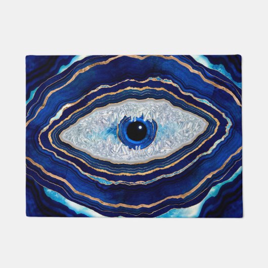 Evil Eye Blue Agate Geode Ditital Art Deurmat (Voorkant)