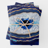 Evil Eye Blue Agate Geode Ditital Art Inpakpapier Vel (In situ)