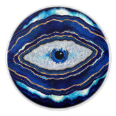 Evil Eye Blue Agate Geode Ditital Art Keramische Knop (Voorkant)