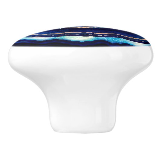 Evil Eye Blue Agate Geode Ditital Art Keramische Knop (Zijkant)