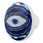 Evil Eye Blue Agate Geode Ditital Art Keramische Knop (Rechts)
