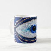 Evil Eye Blue Agate Geode Ditital Art Koffiemok (Voorkant links)