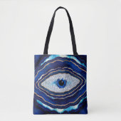 Evil Eye Blue Agate Geode Ditital Art Tote Bag (Voorkant)