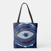 Evil Eye Blue Agate Geode Ditital Art Tote Bag (Achterkant)
