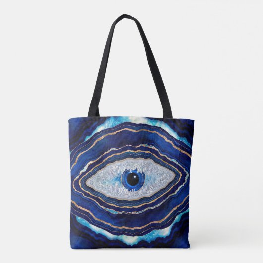 Evil Eye Blue Agate Geode Ditital Art Tote Bag (Achterkant)