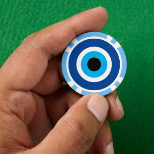 Evil Eye Blue Mati gelukssymbool Poker Chips