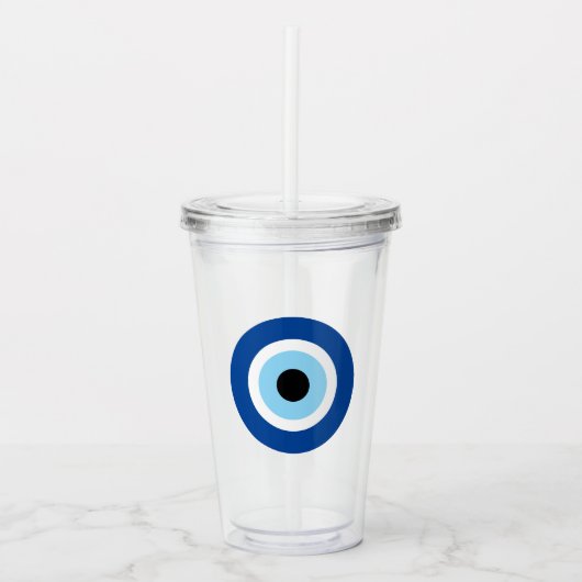 Evil Eye Blue Mati Greek Turkish Symbol Clear Acryl Drinkbeker (Voorkant)