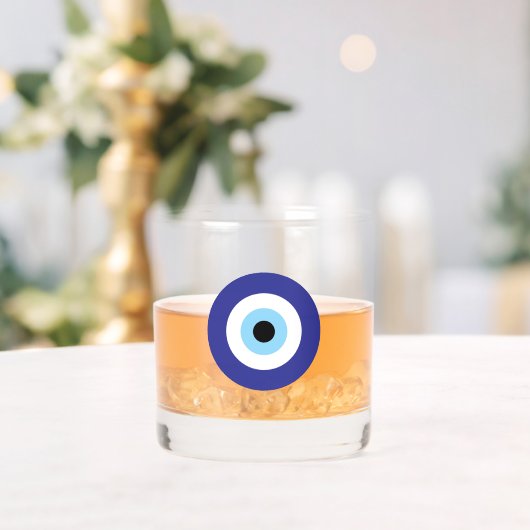 Evil Eye Blue Mati Greek Turkish Symbol Custom Whisky Glas (Insitu (Huwelijk))