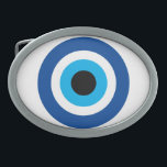 Evil Eye Blue Mati Grieks geluk & bescherming symb Gesp<br><div class="desc">Evil Eye Blue Mati Grieks geluk & bescherming symbool riem gesp. Blauwe Mati Grieks / Turks nazar icoon voor bescherming en veel geluk. Personaliseer met aangepaste tekst.</div>