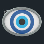 Evil Eye Blue Mati Grieks geluk & bescherming symb Gesp<br><div class="desc">Evil Eye Blue Mati Grieks geluk & bescherming symbool riem gesp. Blauwe Mati Grieks / Turks nazar icoon voor bescherming en veel geluk. Personaliseer met aangepaste tekst.</div>