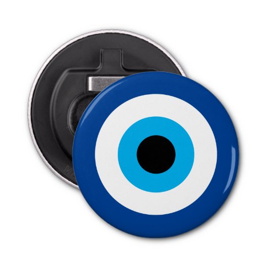 Evil Eye Blue Mati nazar symbool flesopener Button Flesopener (Voorkant)