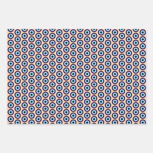 Evil Eye Blue Mati patroon cadeau wrap sheets Inpakpapier Vel (Voorkant 3)