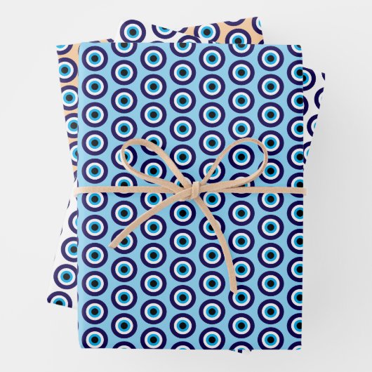 Evil Eye Blue Mati patroon cadeau wrap sheets Inpakpapier Vel (In situ)