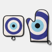 Evil Eye Blue Mati ringen Ovenwant & Pannenlap Set (Voorkant)