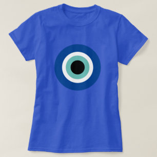 Evil Eye Blue Mati symbool t shirt voor vrouwen