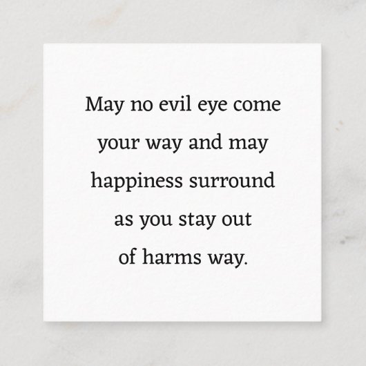 Evil Eye Blue Nazar Good Karma Pass Langs Kaarten Vierkante Visitekaartje (Achterkant)