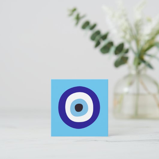 Evil Eye Blue Nazar Good Karma Pass Langs Kaarten Vierkante Visitekaartje (Staand voorkant)