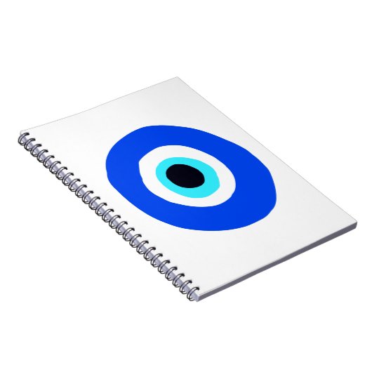 Evil Eye Blue White Modern Grieks symbool design Notitieboek (Rechterzijde)