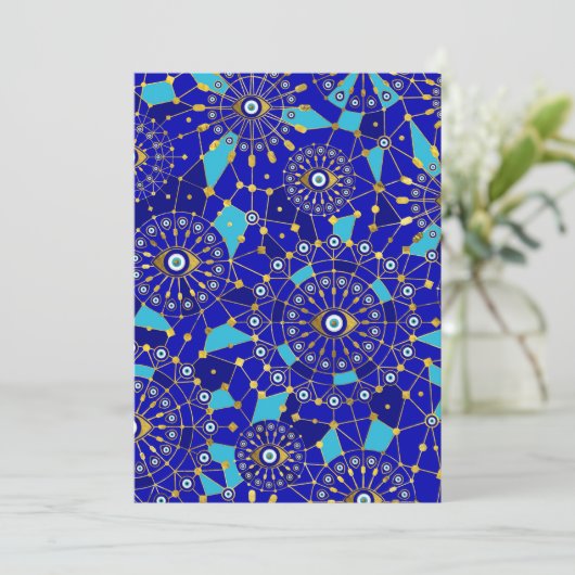 Evil Eye Charm Ornament Pattern Feestdagenkaart (Staand voorkant)