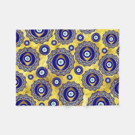 Evil Eye Charm Ornament Pattern Fleece Deken (Voorkant (Horizontaal))